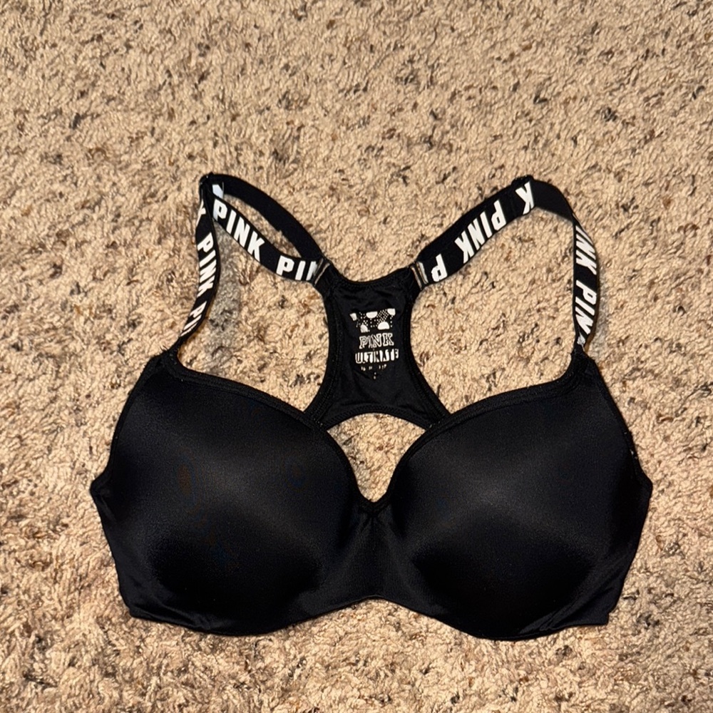 PINK Victoria's Secret Black Racerback Bra